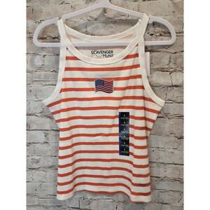 Scavenger Hunt Girls Striped Tank Top Size Large 10/12 NWT American Flag